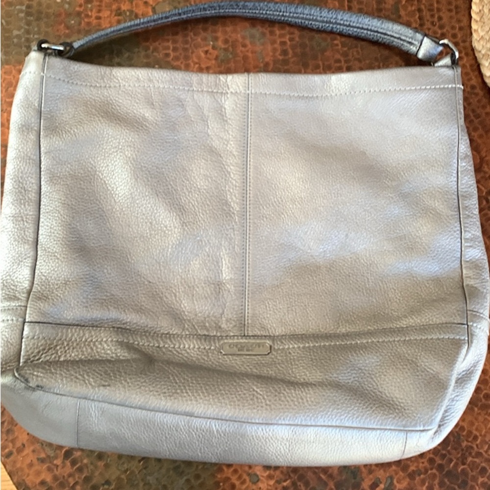 Coach Silver Leather Hobo Bag